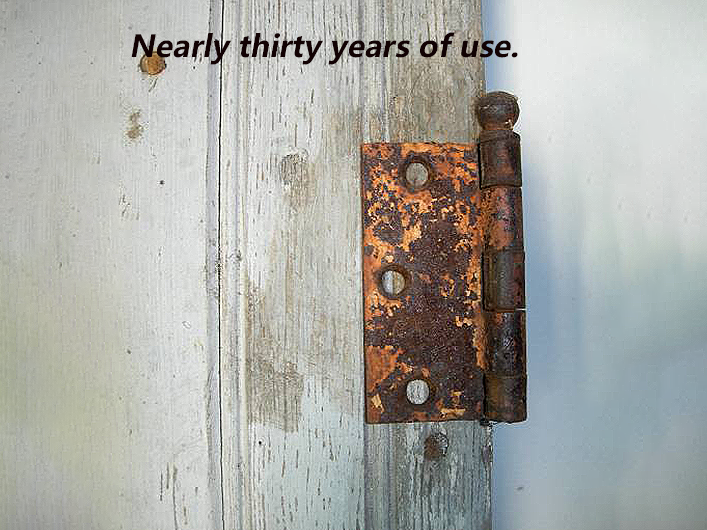 A hinge that has been used by an old customer for nearly thirty years